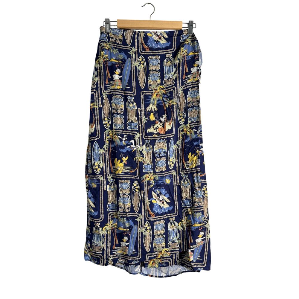 Vintage Disney Store Blue Hawaii Night Nineties Tiki Wrap Skirt Large - Picture 1 of 7